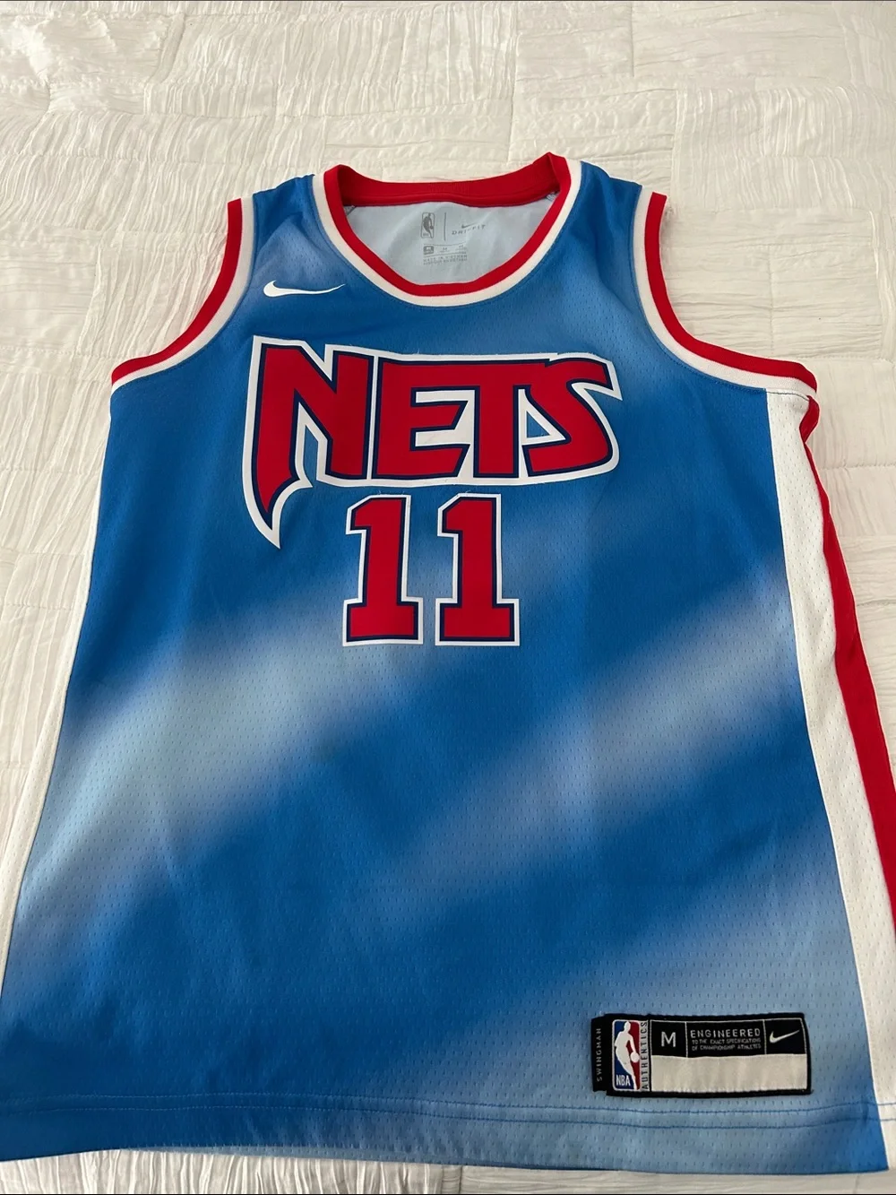 Nike Nets #11 Blue and Red Gradient Basketball Jersey